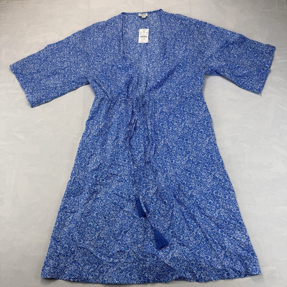 J.Crew Liberty Meadow Song Floral Smocked Cotton Poplin Midi Dress Blue Medium